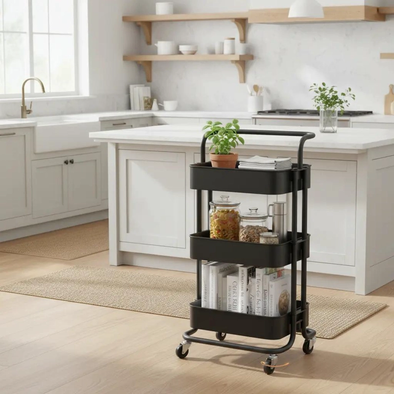 ORGANIZADOR PARA GABINETES DE COCINA COLOR NEGRO CON DISEÑO COMPACTO - 1