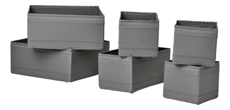 SET DE 6 CAJAS ORGANIZADORAS PLEGABLES DE POLIE STER BLANCO Y GRIS - 1