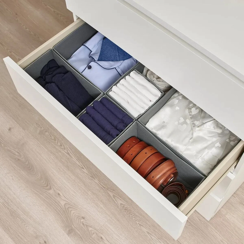 SET DE 6 CAJAS ORGANIZADORAS PLEGABLES DE POLIE STER BLANCO Y GRIS - 3