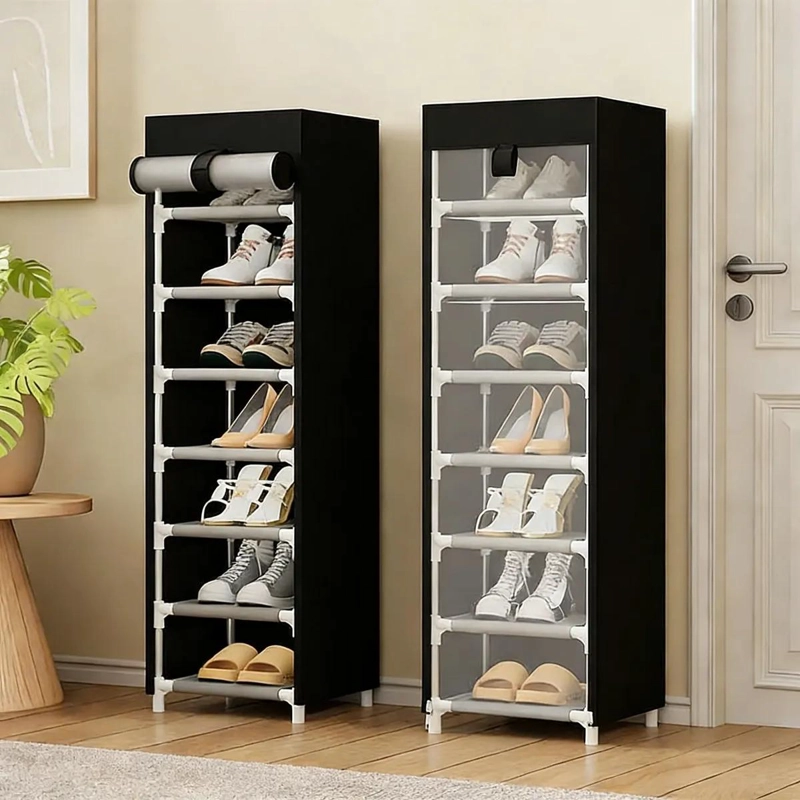 ORGANIZADOR PARA ZAPATOS DE 7 NIVELES CON FUNDA COLOR NEGRO - 1