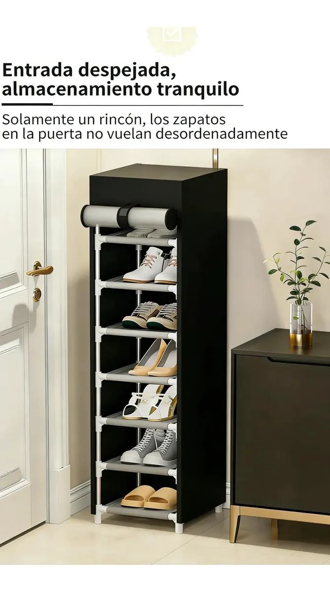ORGANIZADOR PARA ZAPATOS DE 7 NIVELES CON FUNDA COLOR NEGRO - 4