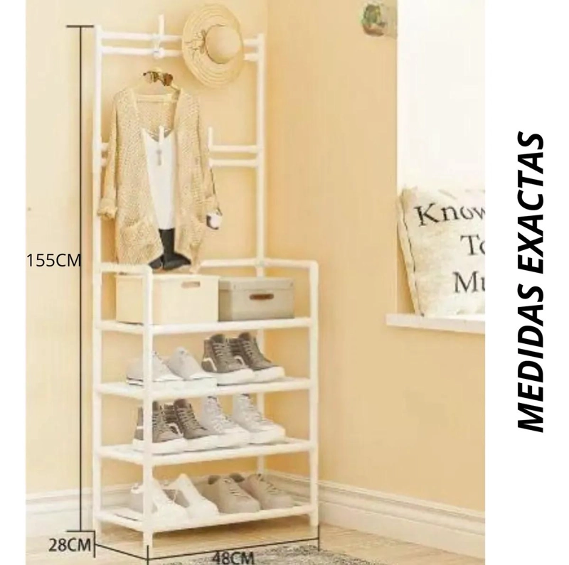 ESTANTE ORGANIZADOR DE 4 NIVELES CON PERCHERO Y ZAPATERO INTEGRADO - 4