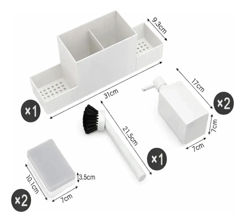 ORGANIZADOR PARA LAVAPLATOS CON 2 DISPENSADORES Y KIT COMPLETO - 2