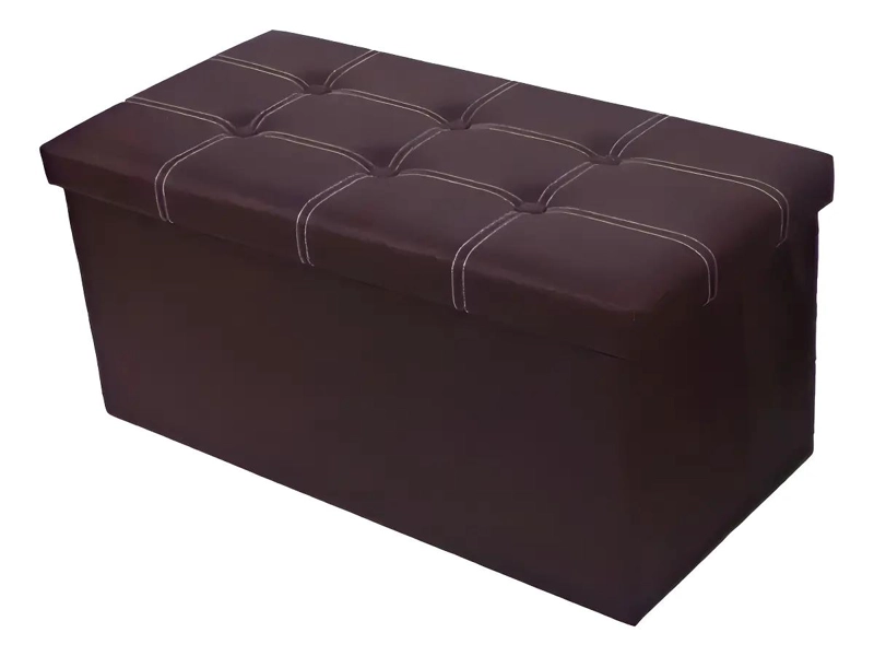 BANQUETA BAUL ORGANIZADOR PLEGABLE DE CUERO SINTE TICO PARA ALMACENAMIENTO - 1