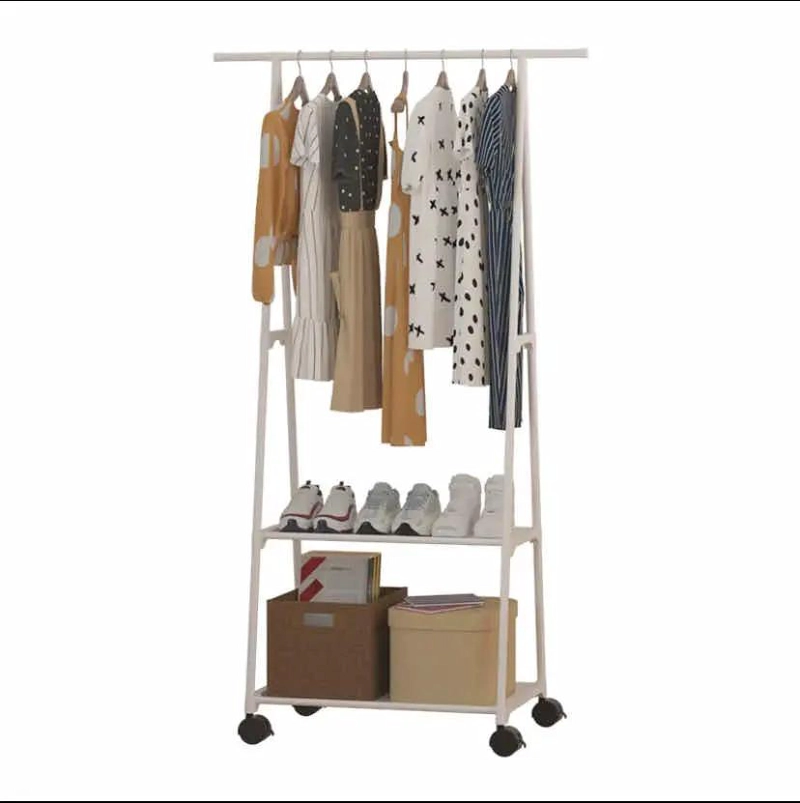 PERCHERO TRIANGULAR CON RUEDAS PARA ROPA Y CALZADO RESISTENTE - 2