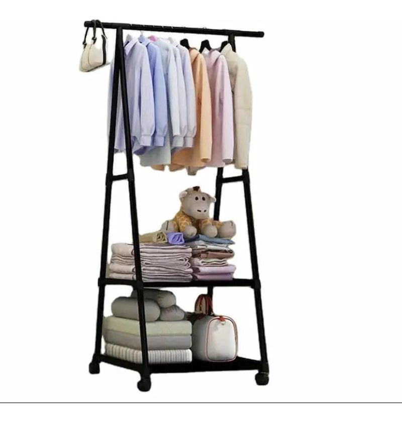 PERCHERO TRIANGULAR CON RUEDAS PARA ROPA Y CALZADO RESISTENTE - 3