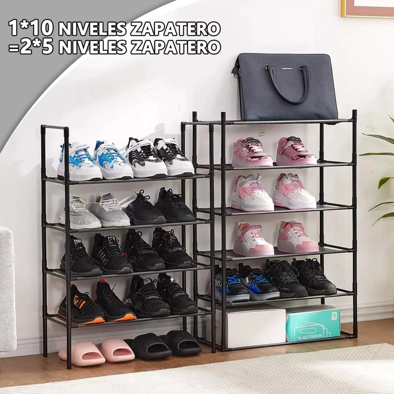 ORGANIZADOR DE ZAPATOS CON 10 NIVELES PARA 20 A 30 PARES COLOR NEGRO - 4