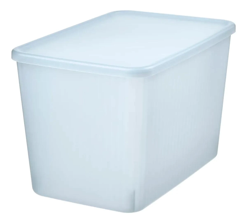 CAJA ORGANIZADORA TRANSPARENTE CON TAPA CAPACIDAD 14.5 LITROS COLOR TURQUESA - 1