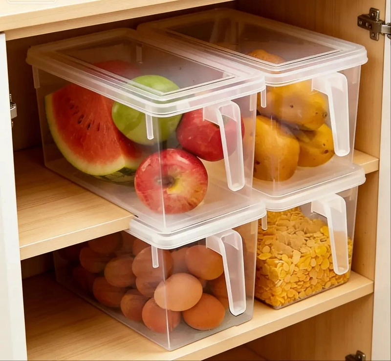 CAJA ORGANIZADORA TRANSPARENTE PARA REFRIGERADOR Y COCINA CON TAPA - 2