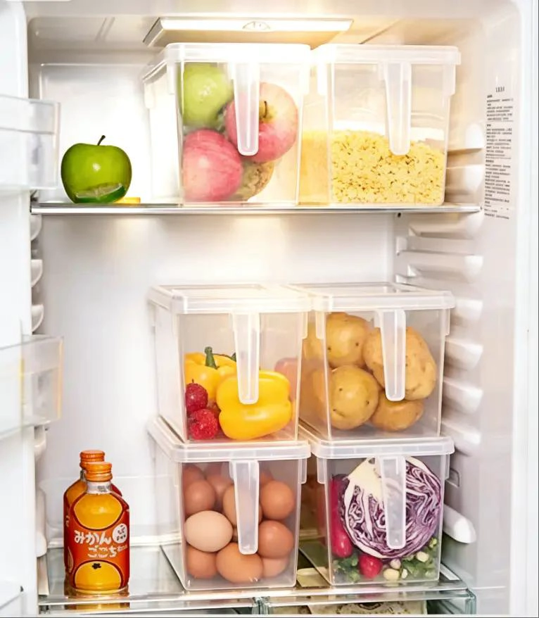 CAJA ORGANIZADORA TRANSPARENTE PARA REFRIGERADOR Y COCINA CON TAPA - 5