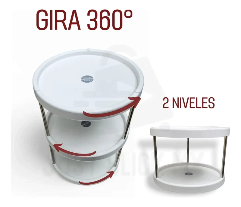 ESTANTE ORGANIZADOR GIRATORIO PARA COCINA Y BAÑO CON ROTACION 360 GRADOS - 2
