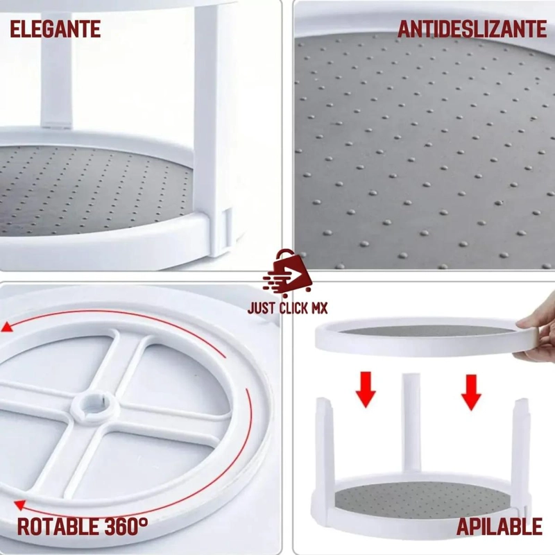ESTANTE ORGANIZADOR GIRATORIO PARA COCINA Y BAÑO CON ROTACION 360 GRADOS - 3