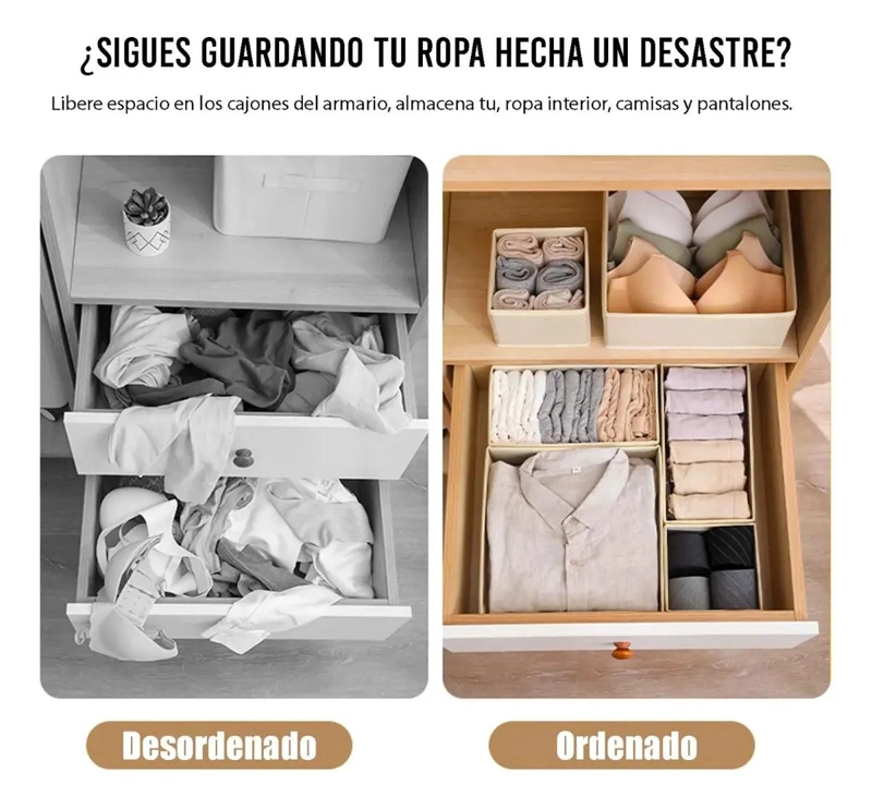 SET DE 6 CAJAS PLEGABLES PARA ORGANIZAR ROPA INTERIOR Y ACCESORIOS - 5