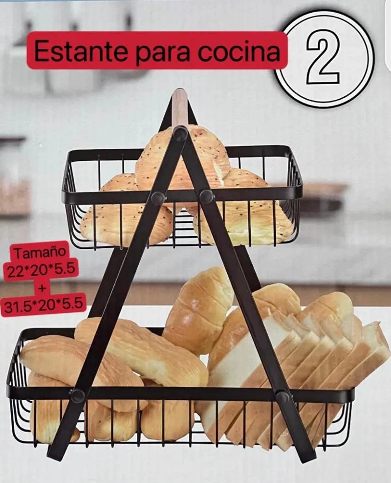 ESTANTE DE COCINA MULTIUSO CON 2 NIVELES PARA FRUTAS Y HORTALIZAS - 2