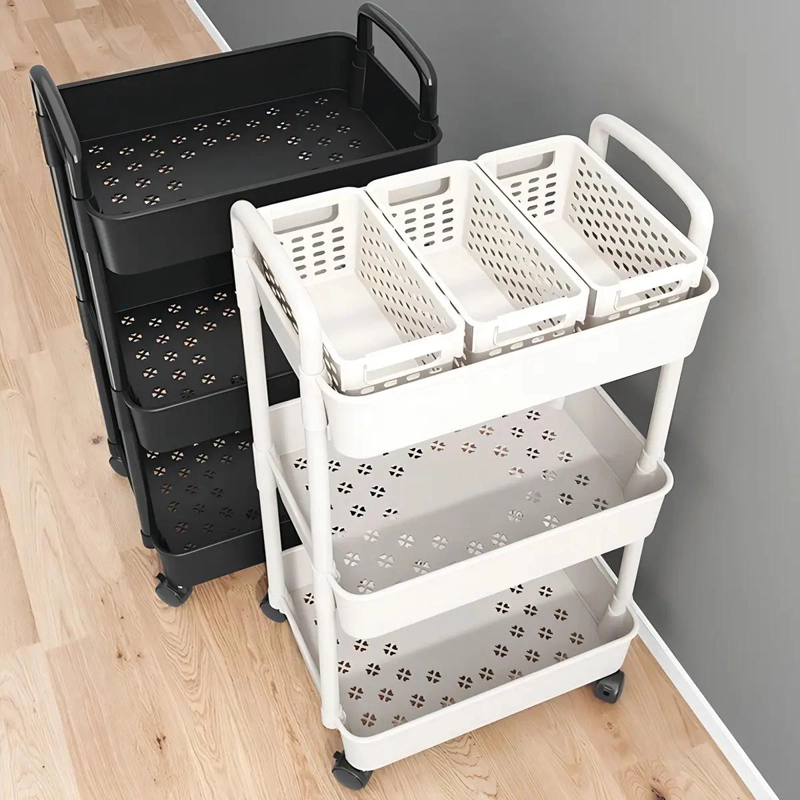 CARRITO ORGANIZADOR PLASTICO DE 3 NIVELES CON RUEDAS COLOR BLANCO - 3