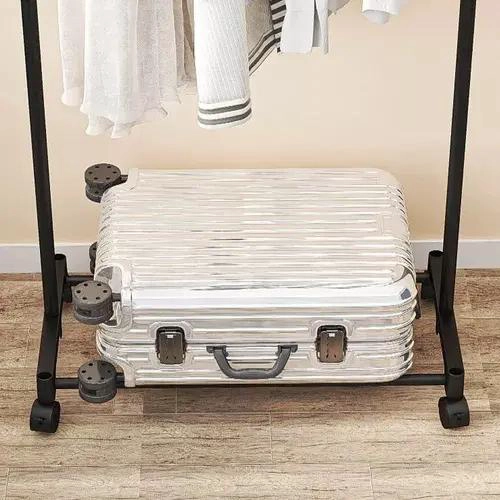 PERCHERO METALICO DOBLE PARA CLOSET CON ORGANIZADOR EN COLOR NEGRO - 5