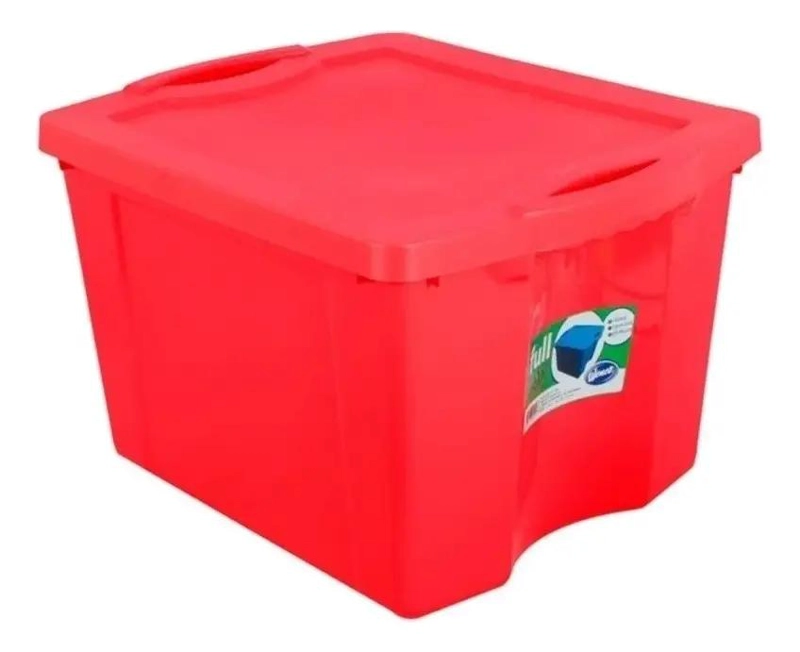BAUL ORGANIZADOR PLASTICO DE 75 LITROS COLOR ROJO PARA ALMACENAMIENTO - 4