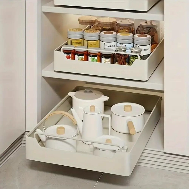 ORGANIZADOR DE COCINA CON REPISA EXTRAIBLE Y BANDEJA DESPLEGABLE PARA OPTIMIZAR - 2