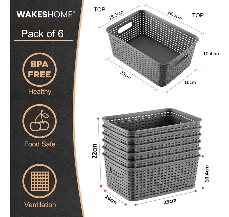 CAJA ORGANIZADORA DE RATAN COLOR GRIS PARA COCINA DE 6 LITROS - 5