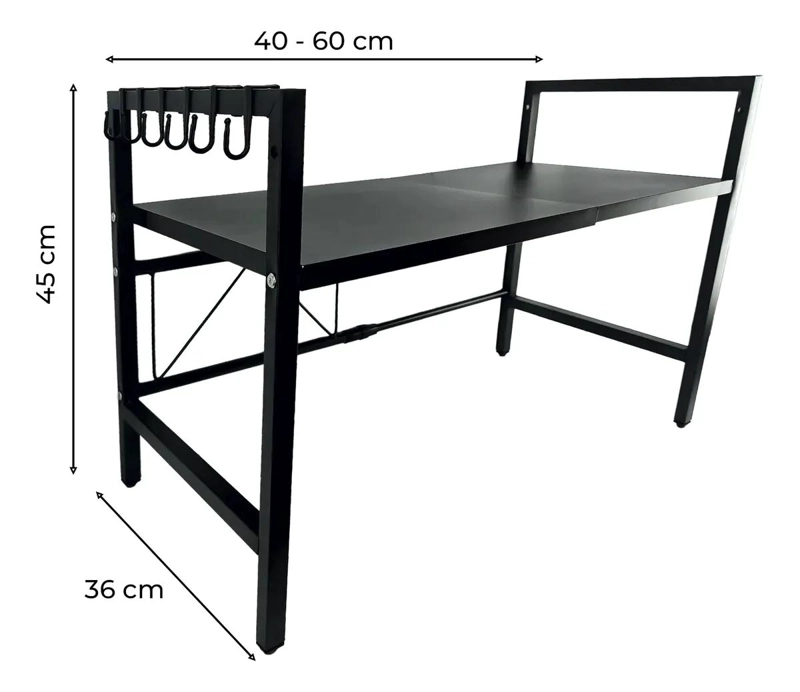 ESTANTE METALICO EXTENSIBLE PARA MICROONDAS CON UN NIVEL PARA COCINA - 2