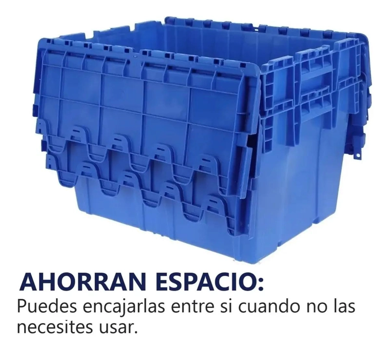 CAJA ORGANIZADORA APILABLE DE 52 LITROS COLOR AZUL PARA LOGISTICA - 2