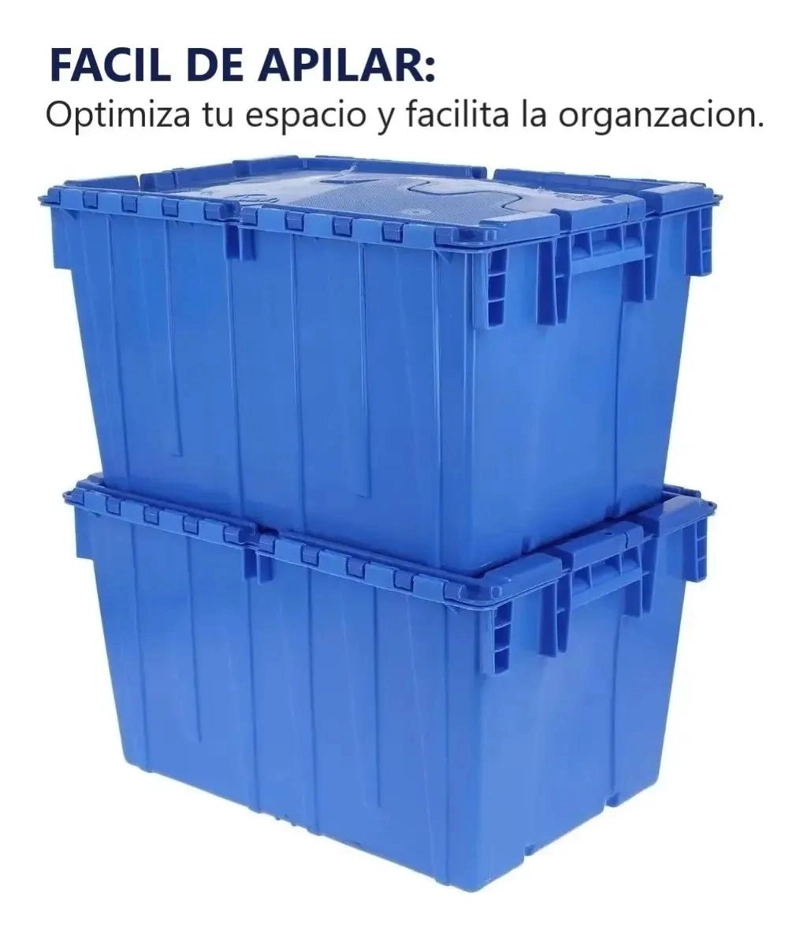 CAJA ORGANIZADORA APILABLE DE 52 LITROS COLOR AZUL PARA LOGISTICA - 3