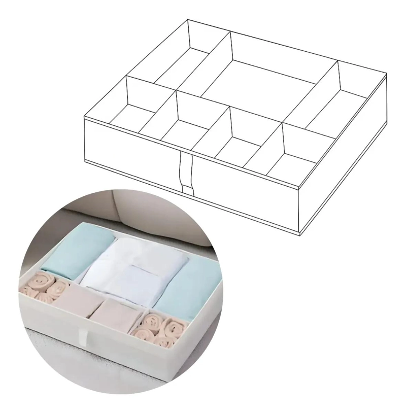 CAJA ORGANIZADORA MULTIUSO CON 7 DIVISIONES PARA ROPA 44X34X11 CM - 1