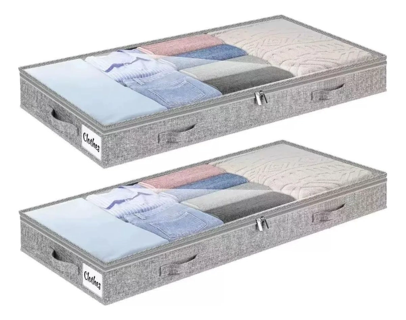 SET DE 2 ORGANIZADORES PLEGABLES PARA ROPA BAJO CAMA Y CLOSET 100X50 CM - 1