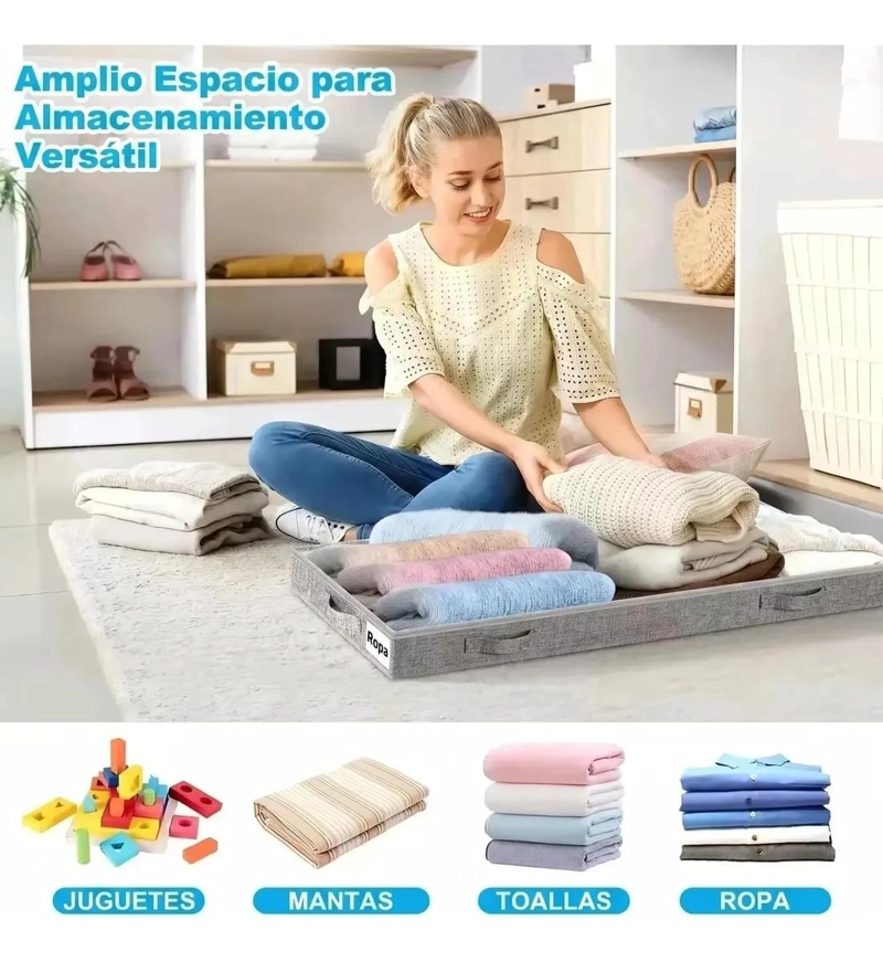 SET DE 2 ORGANIZADORES PLEGABLES PARA ROPA BAJO CAMA Y CLOSET 100X50 CM - 2