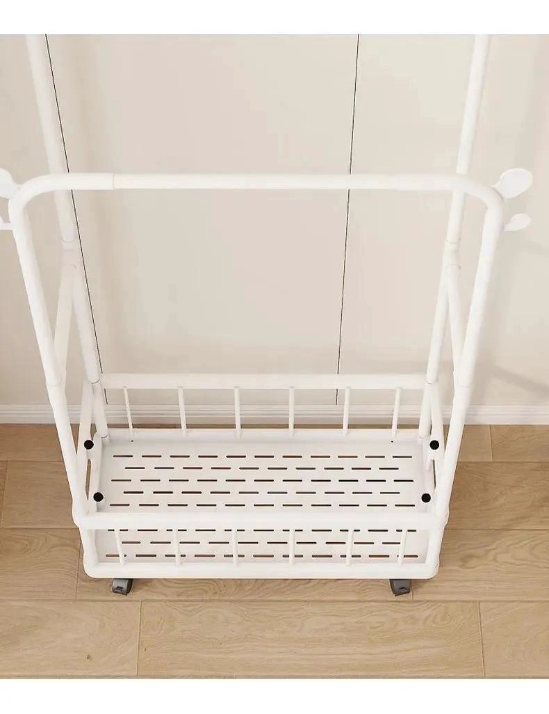 PERCHERO METALICO CON RUEDAS Y REPISA ORGANIZADORA PARA ROPA - 5