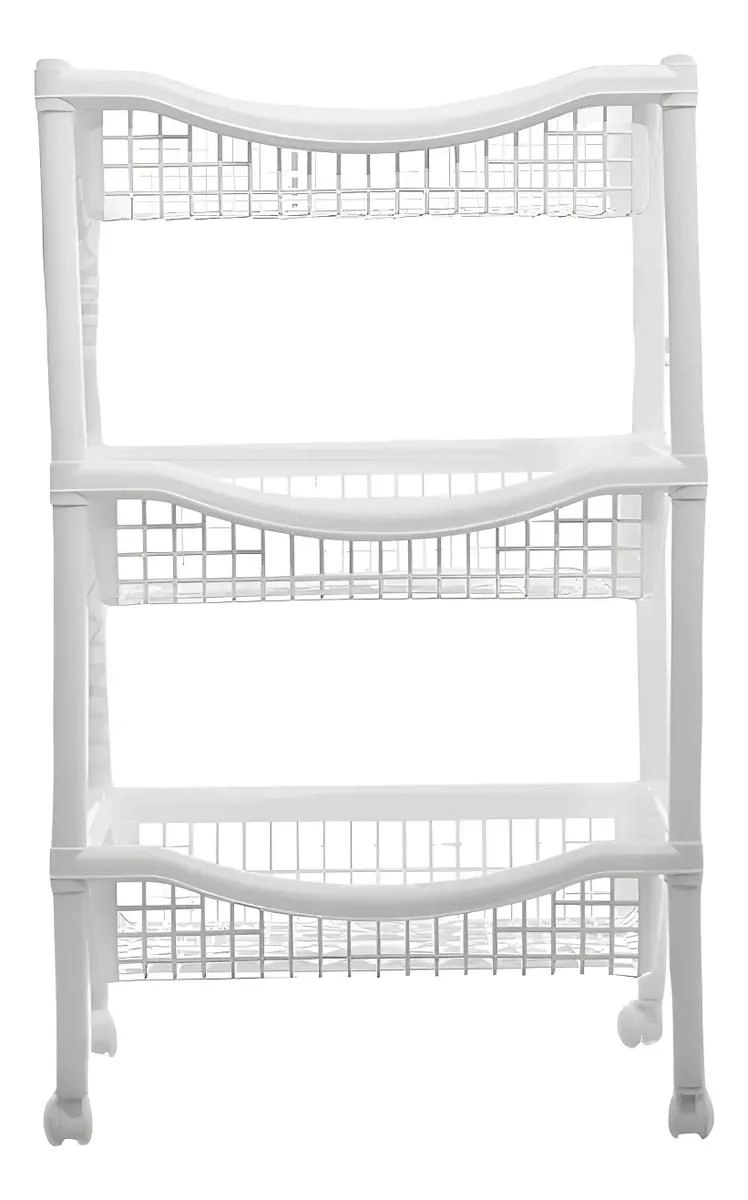 CANASTA MOVIL RECTANGULAR DE PLASTICO COLOR BLANCO PARA ALMACENAMIENTO - 1
