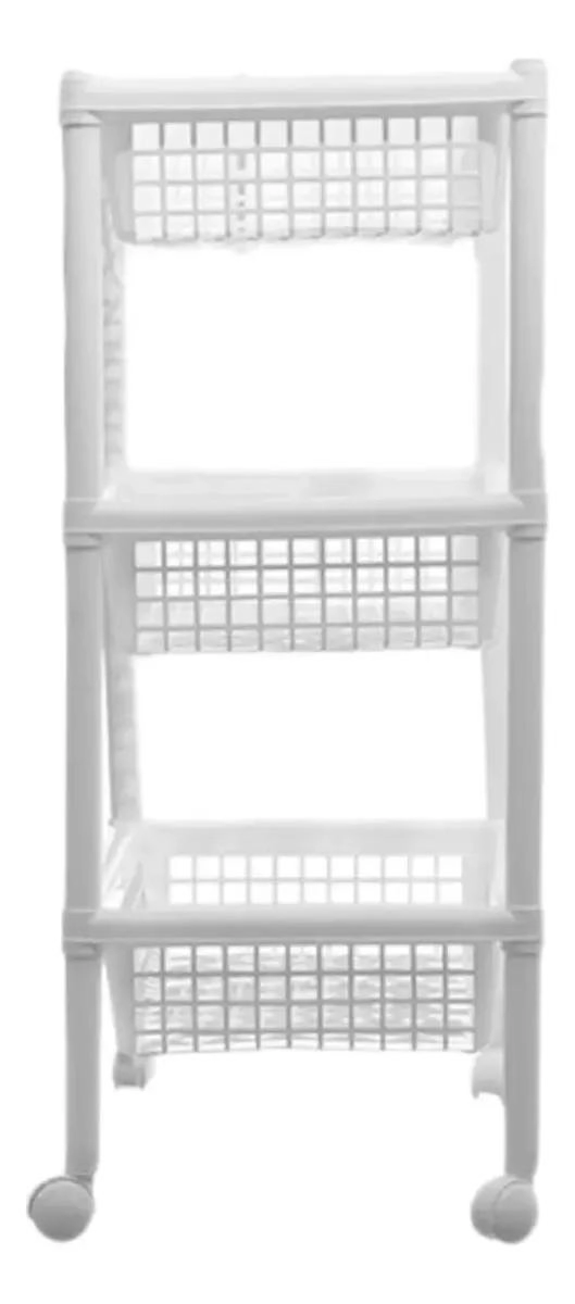 CANASTA MOVIL RECTANGULAR DE PLASTICO COLOR BLANCO PARA ALMACENAMIENTO - 3