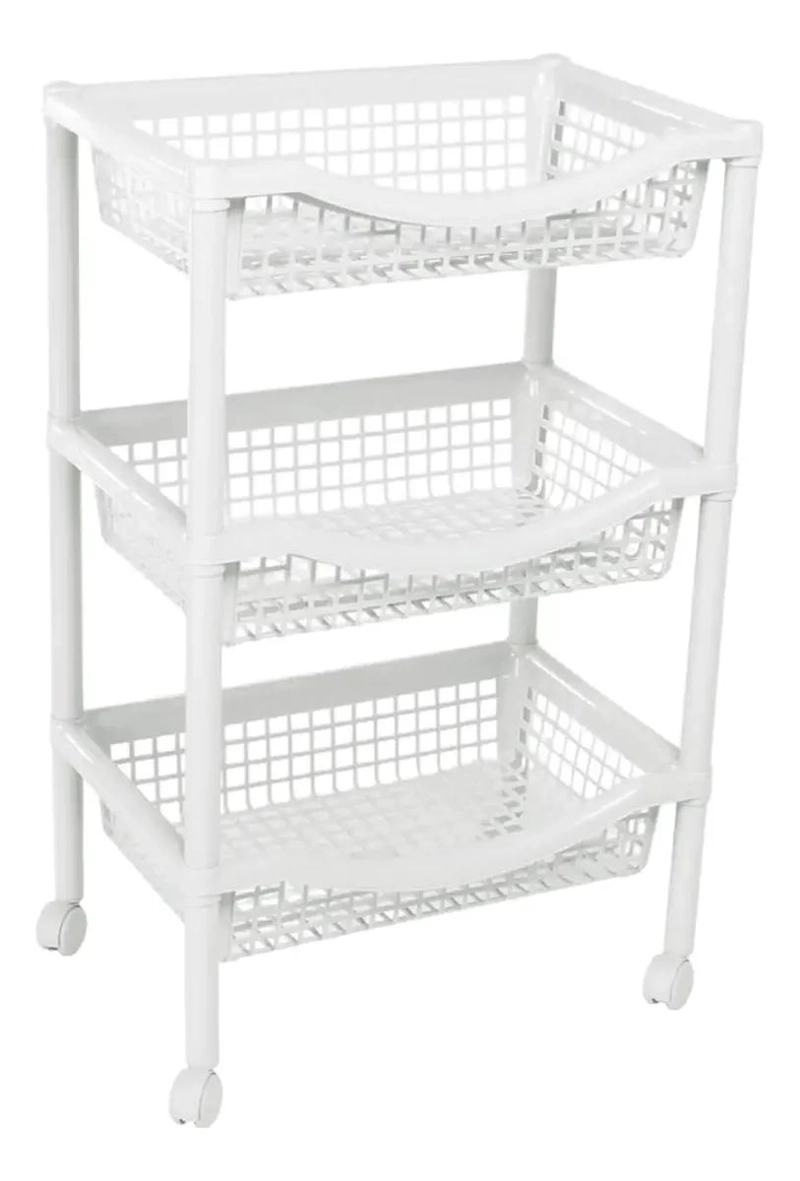 CANASTA MOVIL RECTANGULAR DE PLASTICO COLOR BLANCO PARA ALMACENAMIENTO - 4