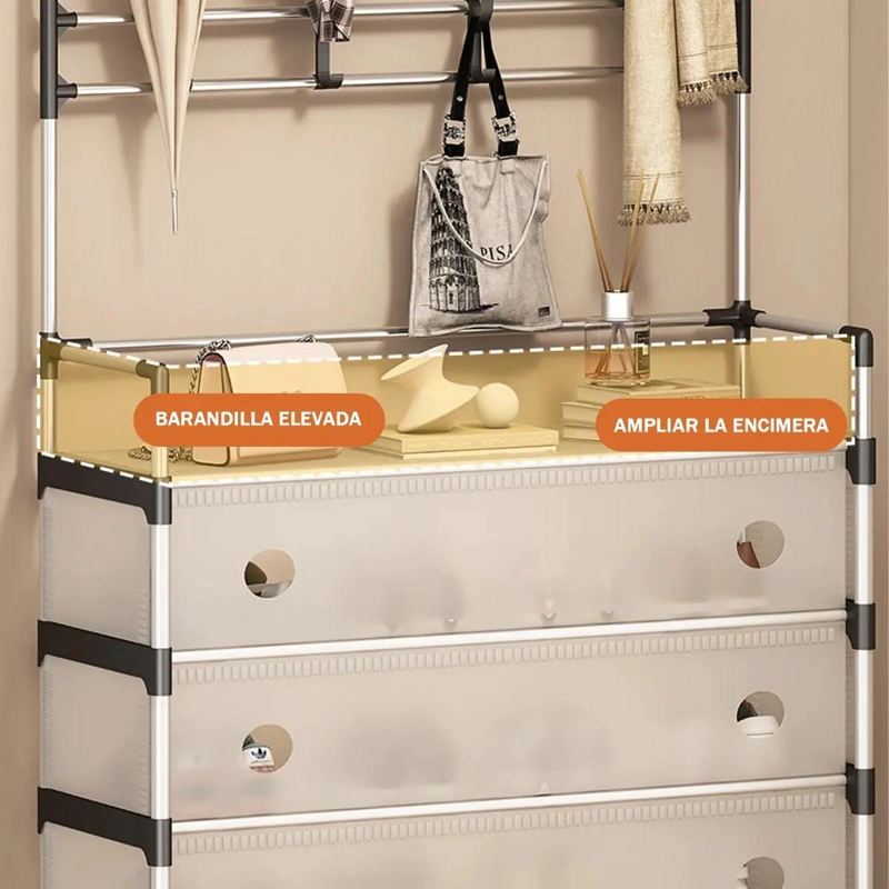 ORGANIZADOR COLGANTE PARA ZAPATOS CON MULTIPLES COMPARTIMENTOS PARA ARMARIO - 4