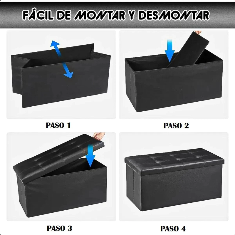 PUF ORGANIZADOR PLEGABLE PARA ALMACENAMIENTO Y PIE DE CAMA CON GRAN CAPACIDAD - 3