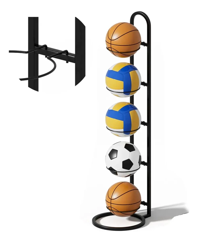 RACK ORGANIZADOR METALICO PARA BALONES CON 5 NIVELES DE ALMACENAMIENTO - 1