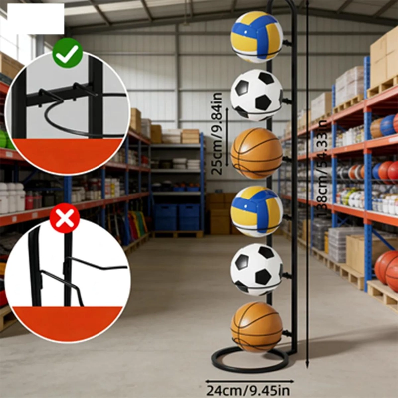RACK ORGANIZADOR METALICO PARA BALONES CON 5 NIVELES DE ALMACENAMIENTO - 4