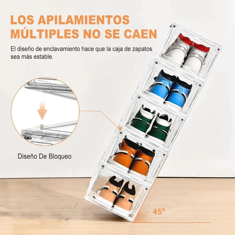CAJA ORGANIZADORA TRANSPARENTE APILABLE PARA ZAPATOS CON TAPA - 4