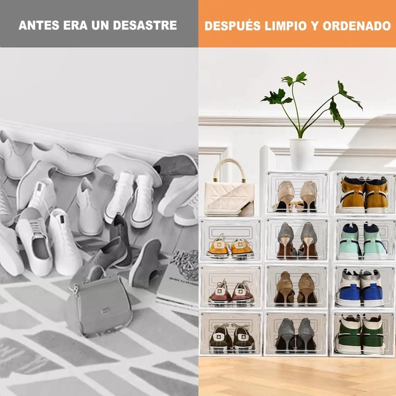 CAJA ORGANIZADORA TRANSPARENTE APILABLE PARA ZAPATOS CON TAPA - 5