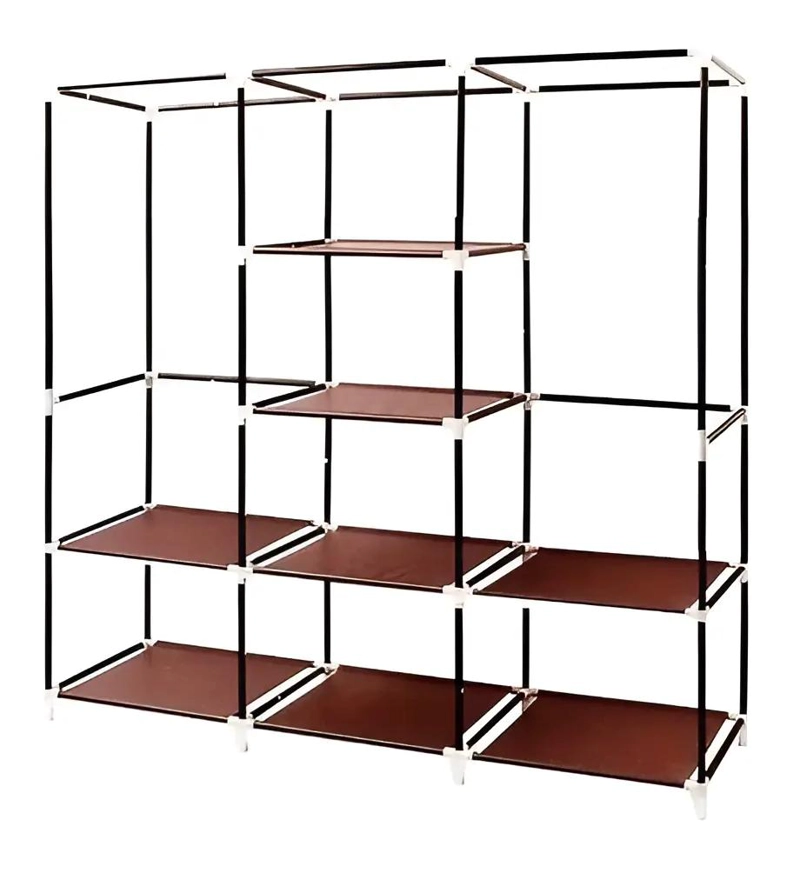 CLOSET ARMABLE DE TELA CON 8 ESTANTES Y 2 BARRAS PARA COLGAR ROPA - 3