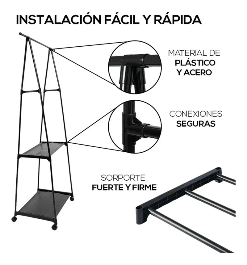 PERCHERO ORGANIZADOR PARA ROPA CON DOS NIVELES PARA CLOSET - 3