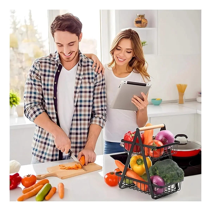 ORGANIZADOR DE METAL MULTIUSO DE 2 NIVELES PARA COCINA Y HOGAR - 4