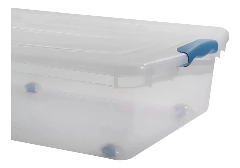 CAJA ORGANIZADORA PLASTICA TRANSPARENTE DE 36 LITROS CON RUEDAS PARA BAJO CAMA - 5