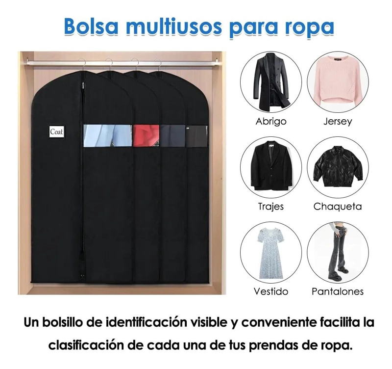 PACK DE 4 FUNDAS PROTECTORES PARA ROPA DE 100X60CM - 5