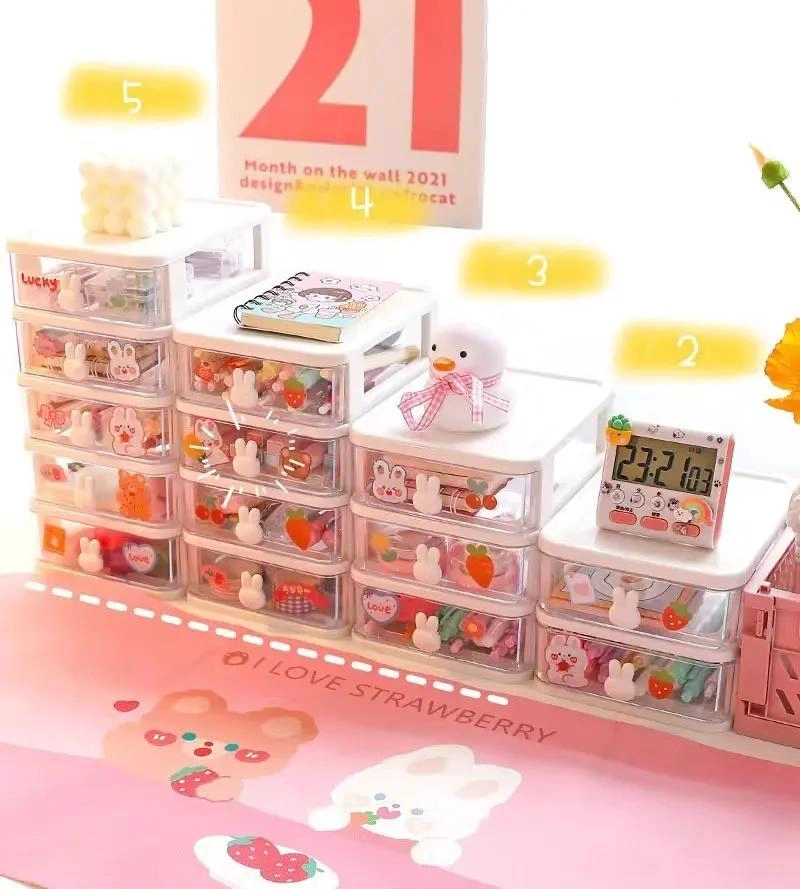 ORGANIZADOR DE ESCRITORIO CON 4 CAJONES TRANSPARENTES - 2