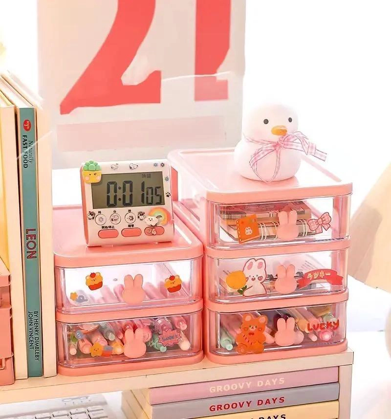 ORGANIZADOR DE ESCRITORIO CON 4 CAJONES TRANSPARENTES - 3