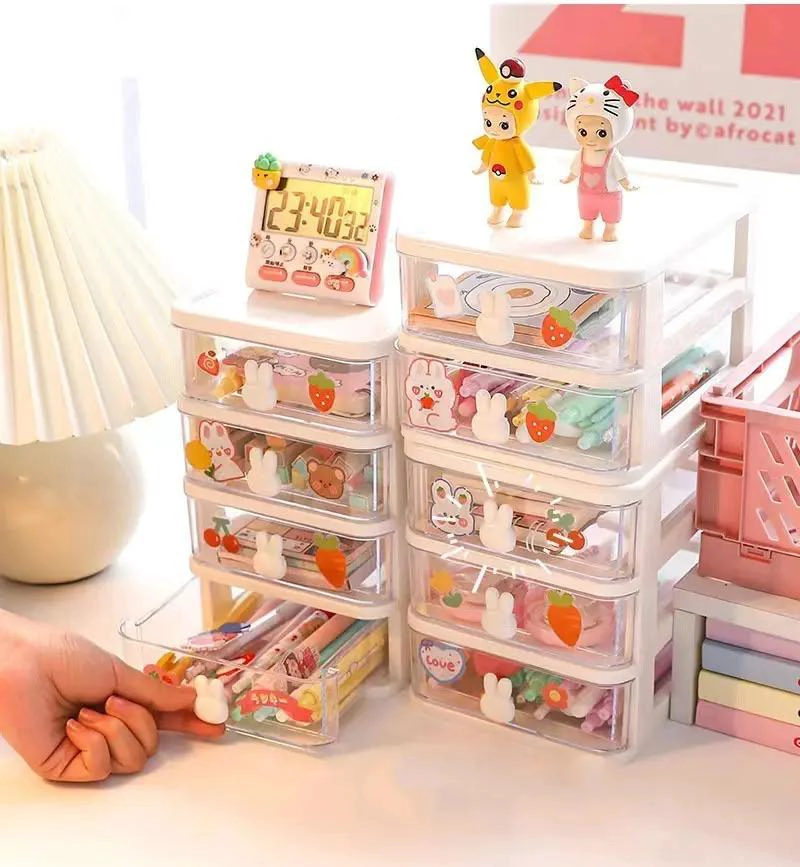 ORGANIZADOR DE ESCRITORIO CON 4 CAJONES TRANSPARENTES - 4