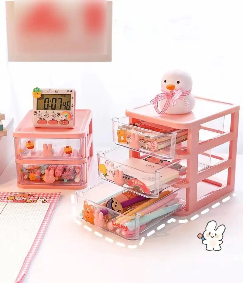 ORGANIZADOR DE ESCRITORIO CON 4 CAJONES TRANSPARENTES - 5