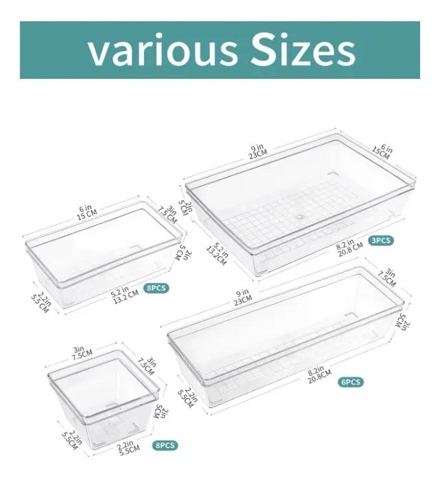 SET DE 25 ORGANIZADORES TRANSPARENTES PARA CAJONES DE OFICINA Y HOGAR - 3