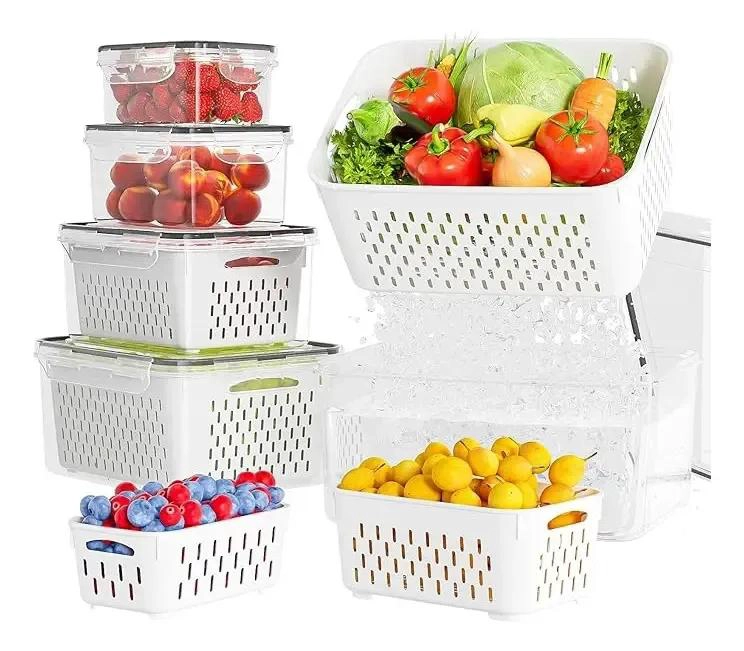 ORGANIZADOR PARA REFRIGERADOR CON 5 CONTENEDORES Y TAPA BLANCA - 1
